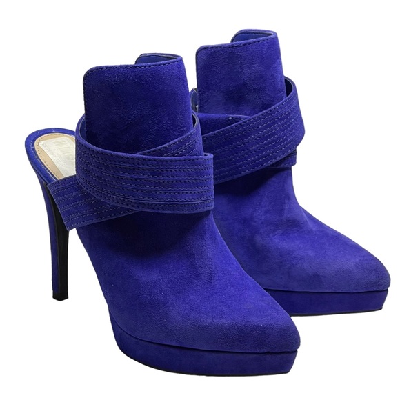 new Gianni Bini ♥︎ Suede Ankle Wrap Platform Slingback Stilettos Heels ♥︎ Cobalt - Picture 9 of 16